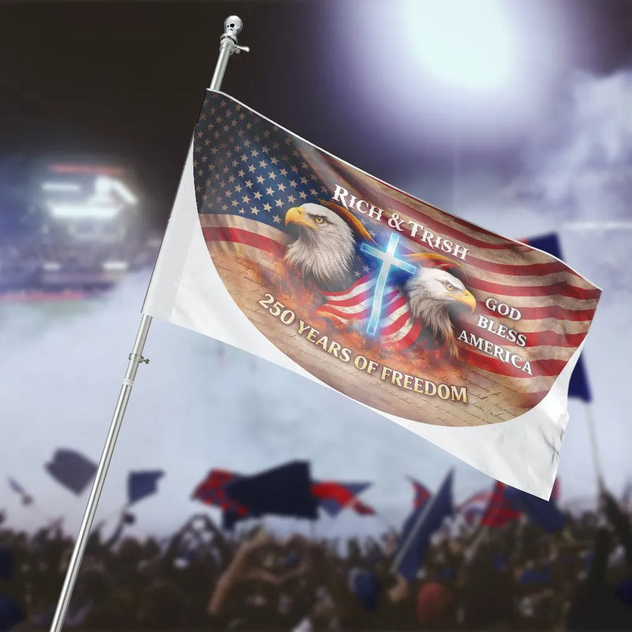 Patriotic Eagle American House Flag | God Bless America & Christian Cross Design | Double Sided Premium Polyester | Gift for Veterans & Patriots