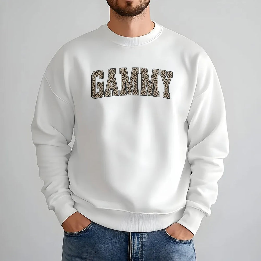 Gammy Shirt with Leopard Print | Collegiate Varsity Letter T-Shirt | Soft Cotton Graphic Tee | Mother's Day Gift for New Grandma