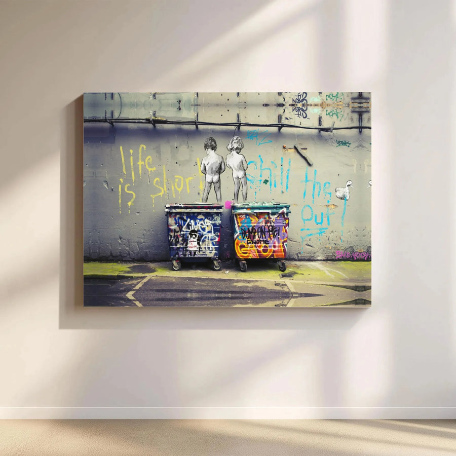 Street Art Canvas Print | Life Is Short Chill The Duck Out Graffiti Wall Art | Premium Gallery Wrapped 1.25" Profile | Urban Home Decor Gift