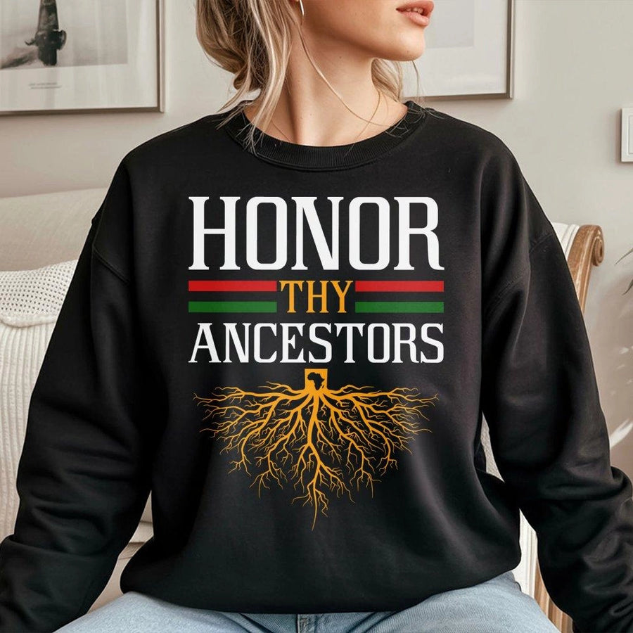 Honor Thy Ancestors Sweatshirt | Pan-African Tree Roots Graphic | Premium Cotton Blend | Black History Month Gift for Men and Women