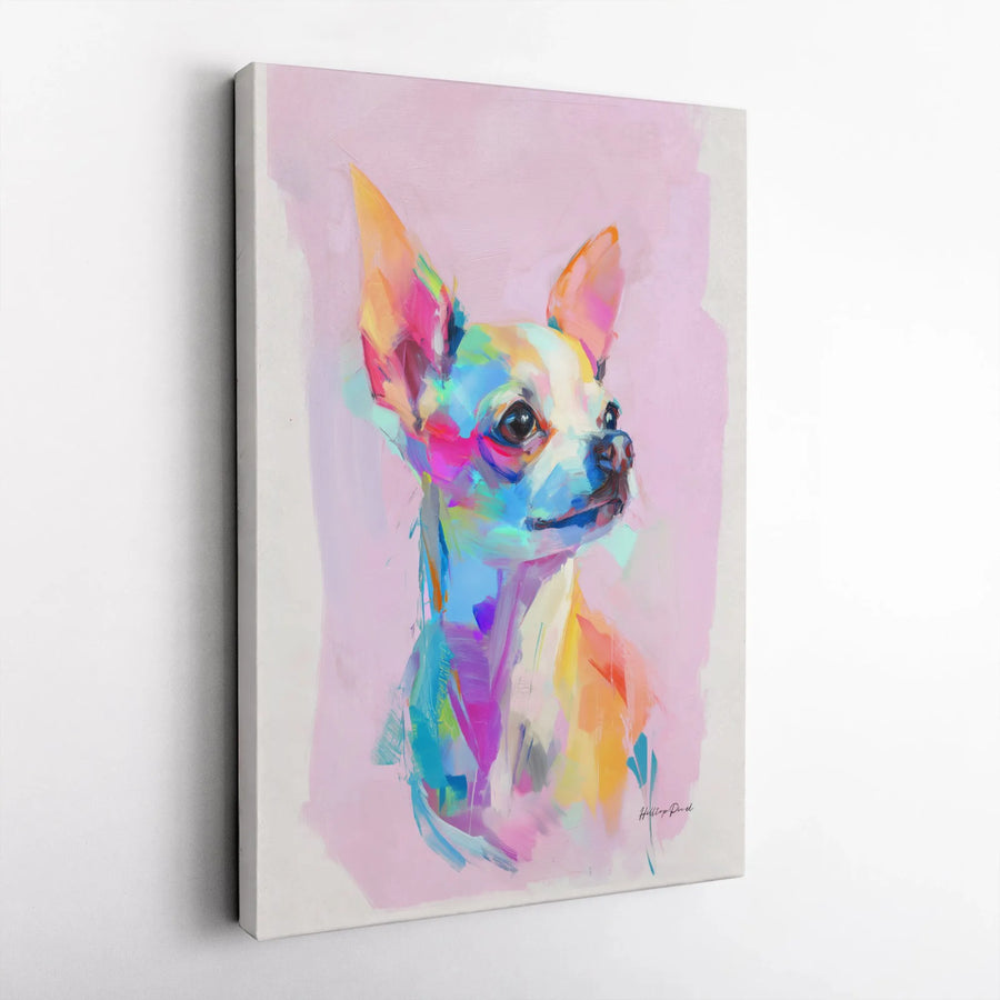 Colorful Chihuahua Canvas Print | Abstract Dog Wall Art | Premium 1.25" Gallery Wrap | Gift for Dog Lovers and Pet Owners