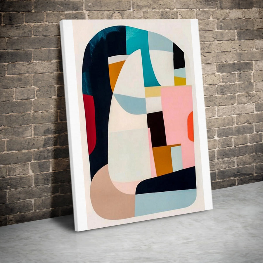Abstract Geometric Canvas Art | Colorful Arch & Color Block Print | Premium Gallery Wrapped Canvas | Modern Living Room & Office Decor Gift