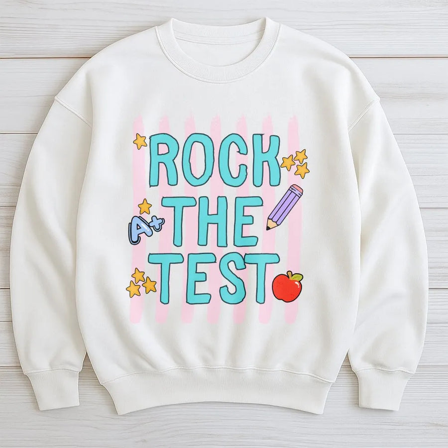 Rock The Test Shirt | Teacher Testing Day Graphic Tee | Soft Cotton Unisex Top | Motivational Gift for Students & Educators