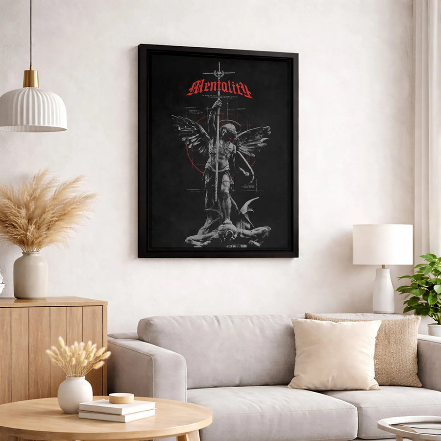 Archangel Michael Canvas Art | Dark Academia Gothic Wall Decor | Premium Fade-Resistant Print | Stoic Motivation Gift for Home Office