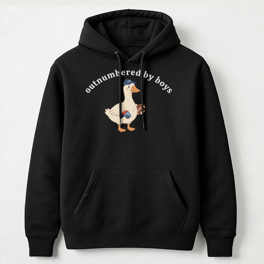 Outnumbered by Boys Hoodie | Funny Goose Graphic Sweatshirt | Premium Comfort Colors | Gift for Boy Mom, Mothers Day