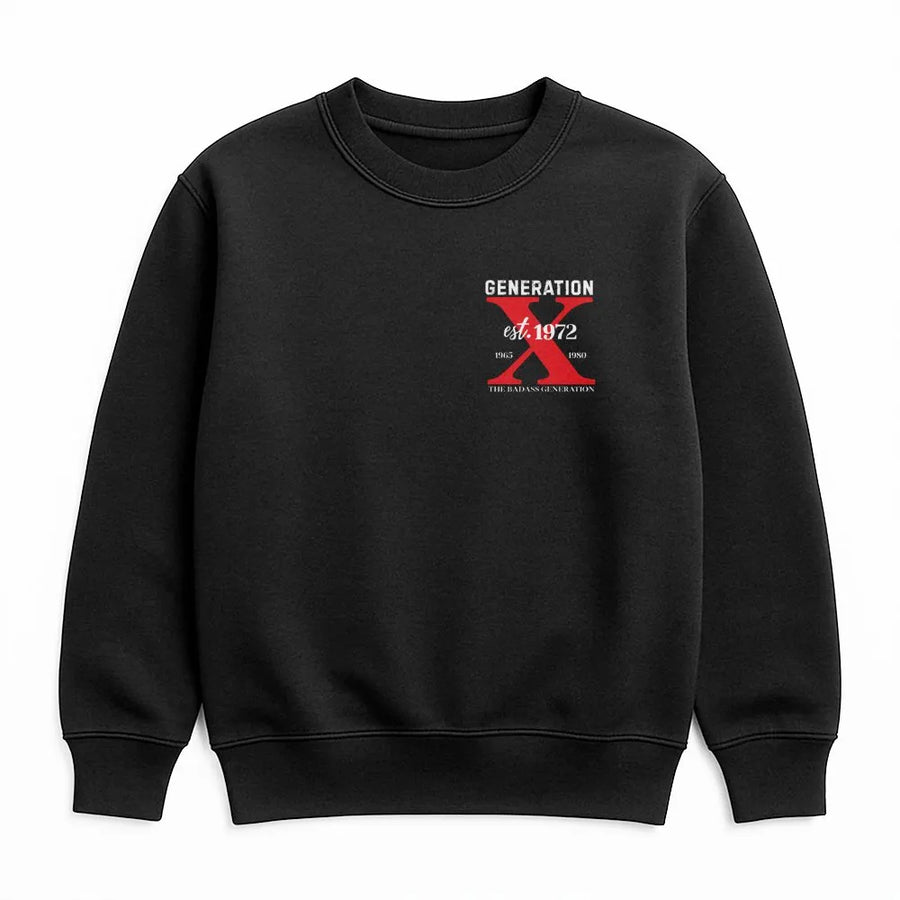 Generation X Sweatshirt | Est 1972 The Badass Generation Graphic | Premium Cotton Shirt | Nostalgic Birthday Gift for Gen Xer