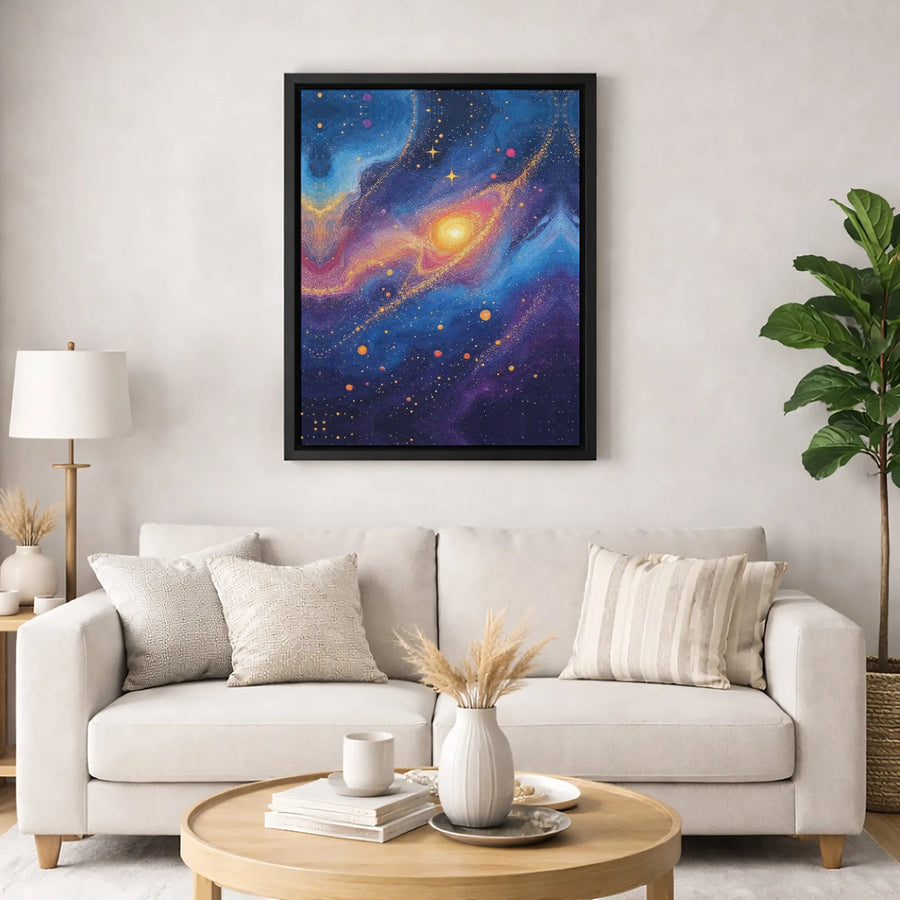 Galaxy Wall Art Canvas | Abstract Nebula Stars Painting | Premium Fade-Resistant Print | Modern Space Decor for Home or Office