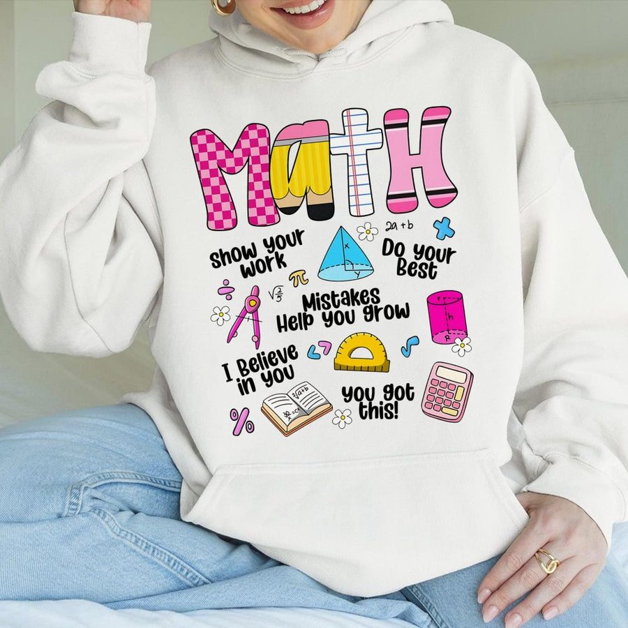 Math Teacher Hoodie | Retro Groovy Mathematician Graphic | Premium Cotton Blend | Back To School Gift For Teachers And Students