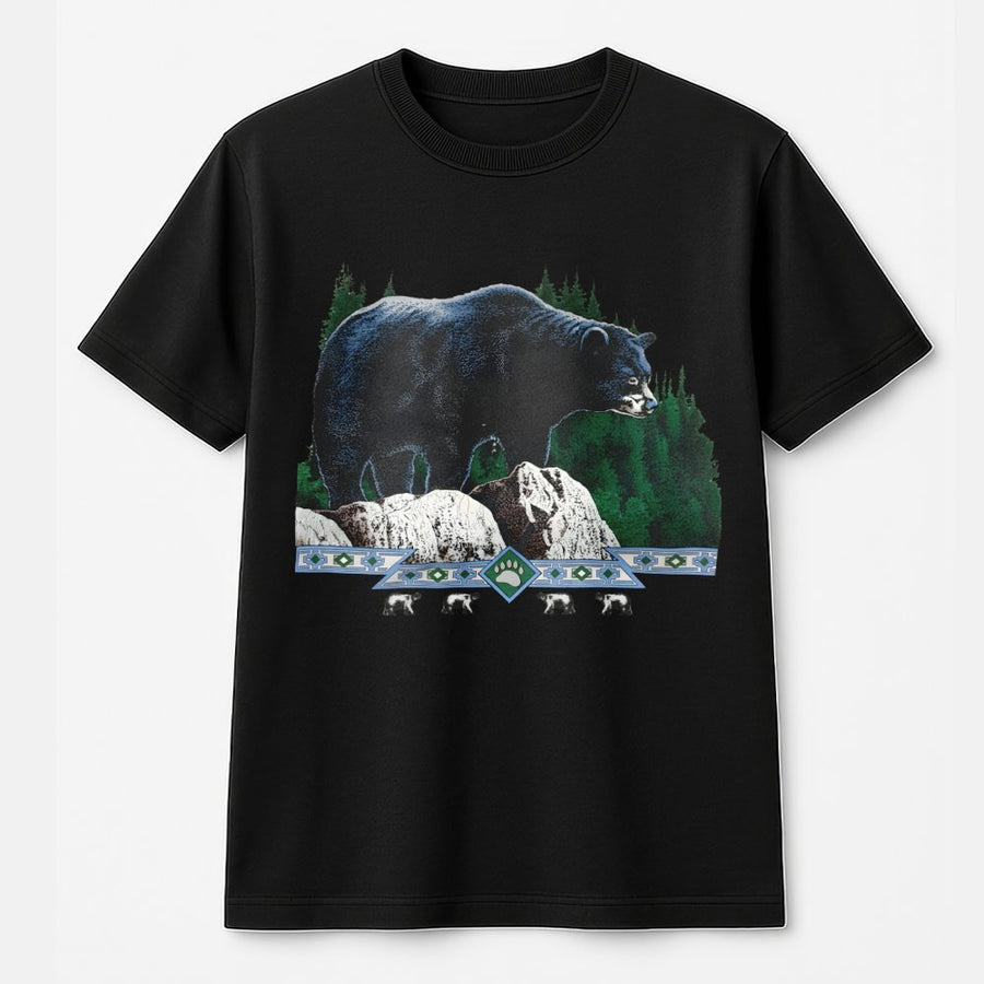 Vintage Black Bear T-Shirt | Rustic Forest Wilderness Graphic | 100% Cotton Premium Comfort | Nature Lover Gift For Him And Her