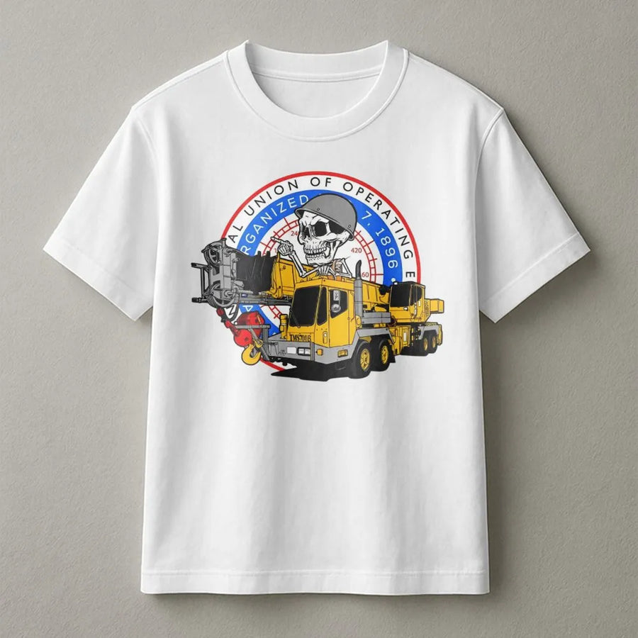 Operating Engineers T-Shirt | Crane Operator Heavy Equipment Graphic | Premium Cotton Union Gear | Gift for Construction Workers & Proud Blue Collar