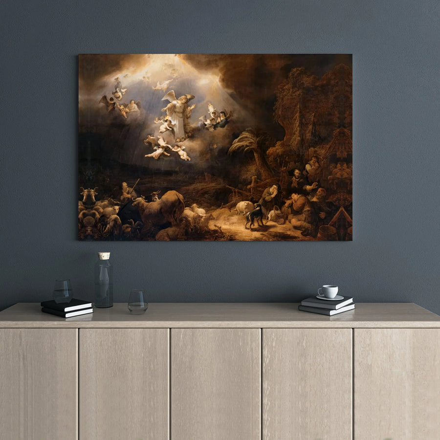 The Annunciation To The Shepherds Canvas | Govert Flinck Old Masters Fine Art | 1.25-Inch Gallery Wrap Print | Religious Home Decor Gift