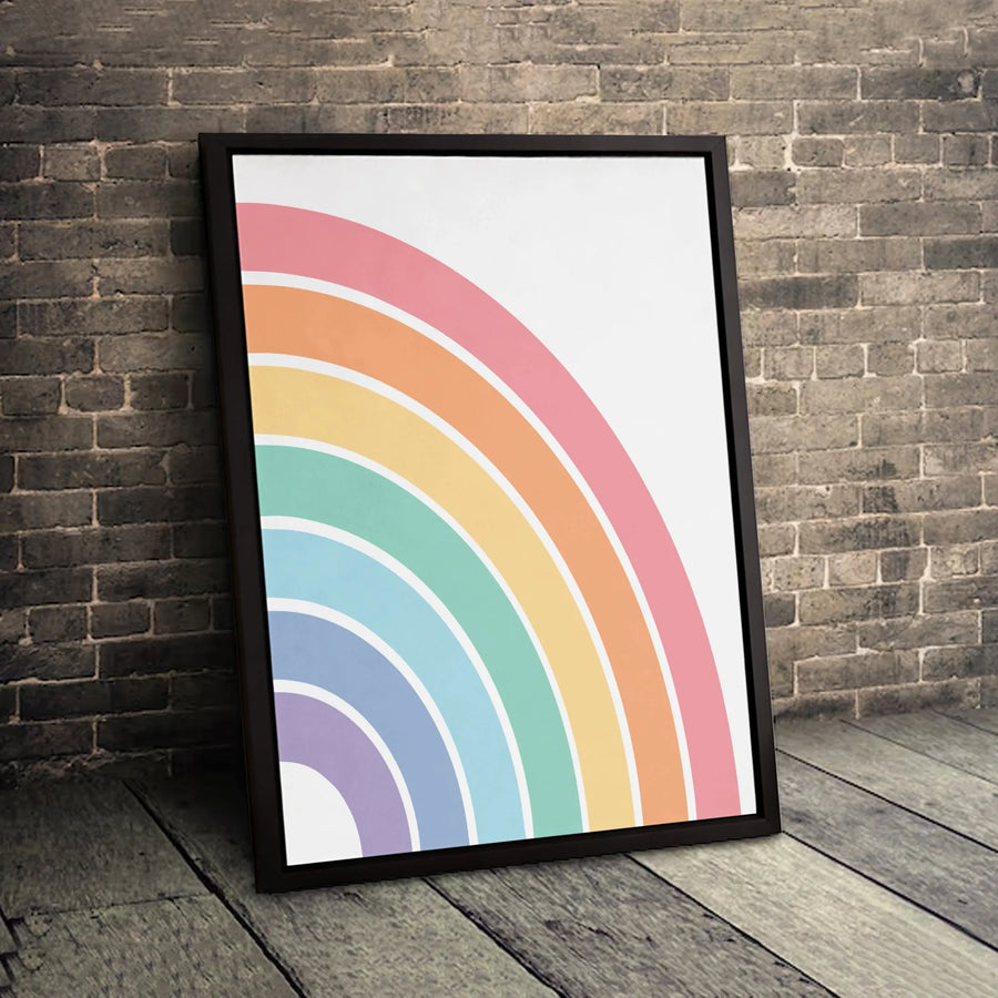 Pastel Rainbow Wall Art | Minimalist Boho Arc Canvas Print | Premium Fade-Resistant Decor | Modern Nursery or Living Room Gallery