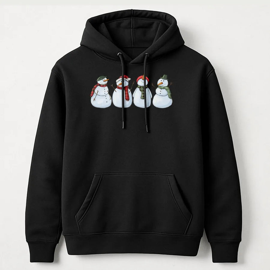 Cute Snowman Hoodie | Festive Christmas Winter Graphic Sweatshirt | Premium Cotton Blend | Holiday Gift for Women and Men