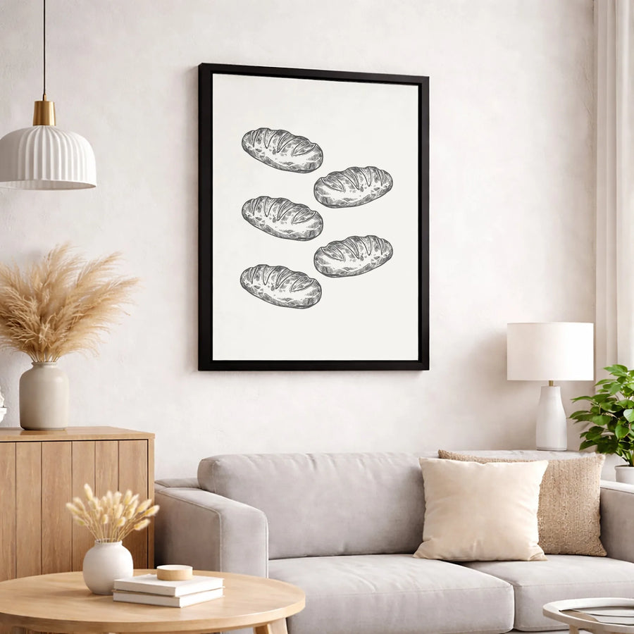 Sourdough Bread Wall Art | Vintage Hand-Drawn Sketch Illustration | Premium 1.25" Gallery Wrap Canvas | Bakery Kitchen Decor Gift