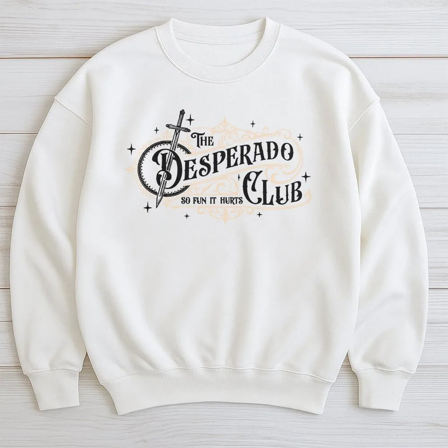 Desperado Club Sweatshirt | Vintage Fantasy Sword Graphic | Premium Cotton Blend | Gift for Fantasy Readers and Book Lovers