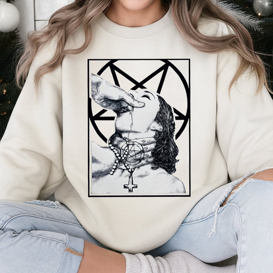 Occult Pentagram Sweatshirt | Gothic Aesthetic Graphic Print | Premium Cotton Blend | Unisex Alt Fashion Gift for Dark Art Lovers