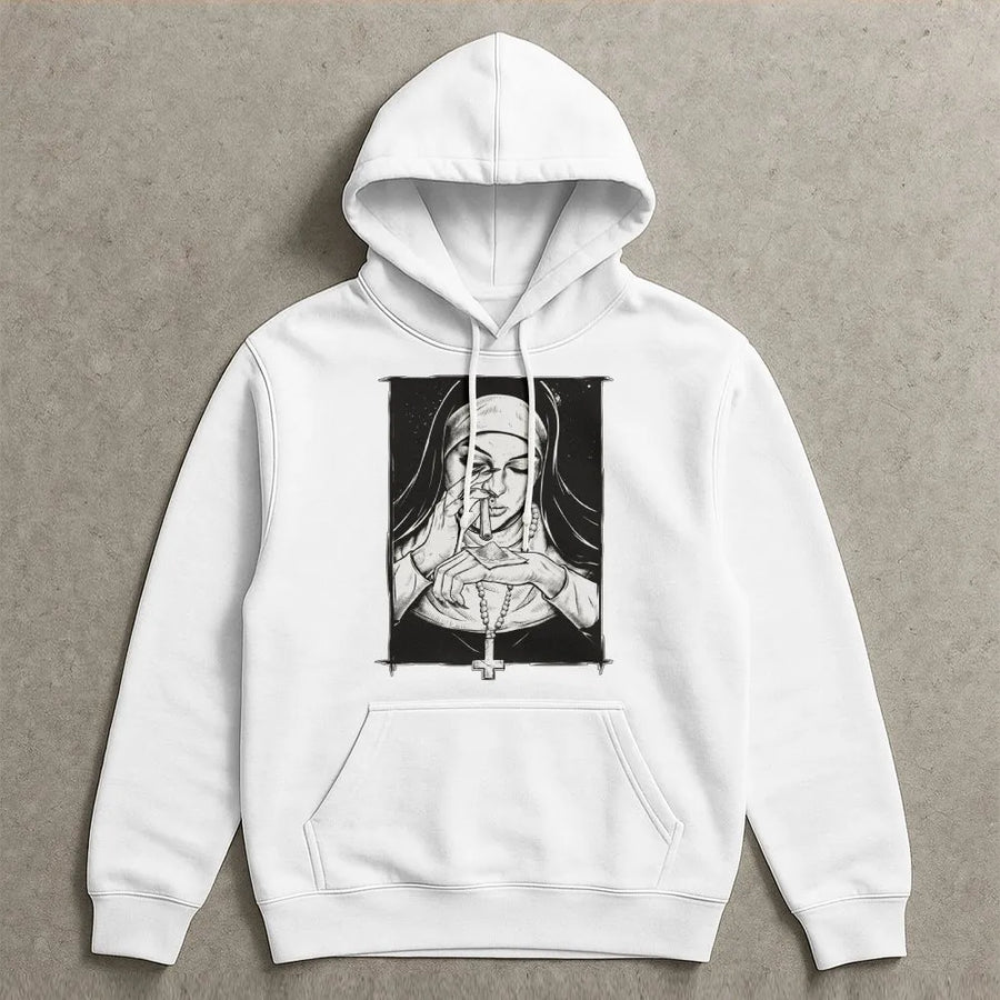 Gothic Nun Hoodie | Dark Humor Religious Art | Premium Soft Cotton | Edgy Alternative Streetwear Gift