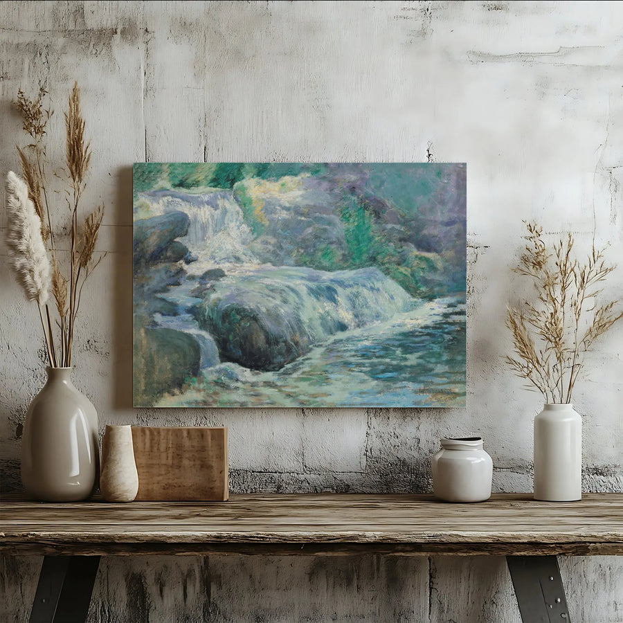 Waterfall Landscape Canvas Wall Art | Impressionist River Print | Premium Gallery-Quality Decor | Nature Lover Gift for Home Office