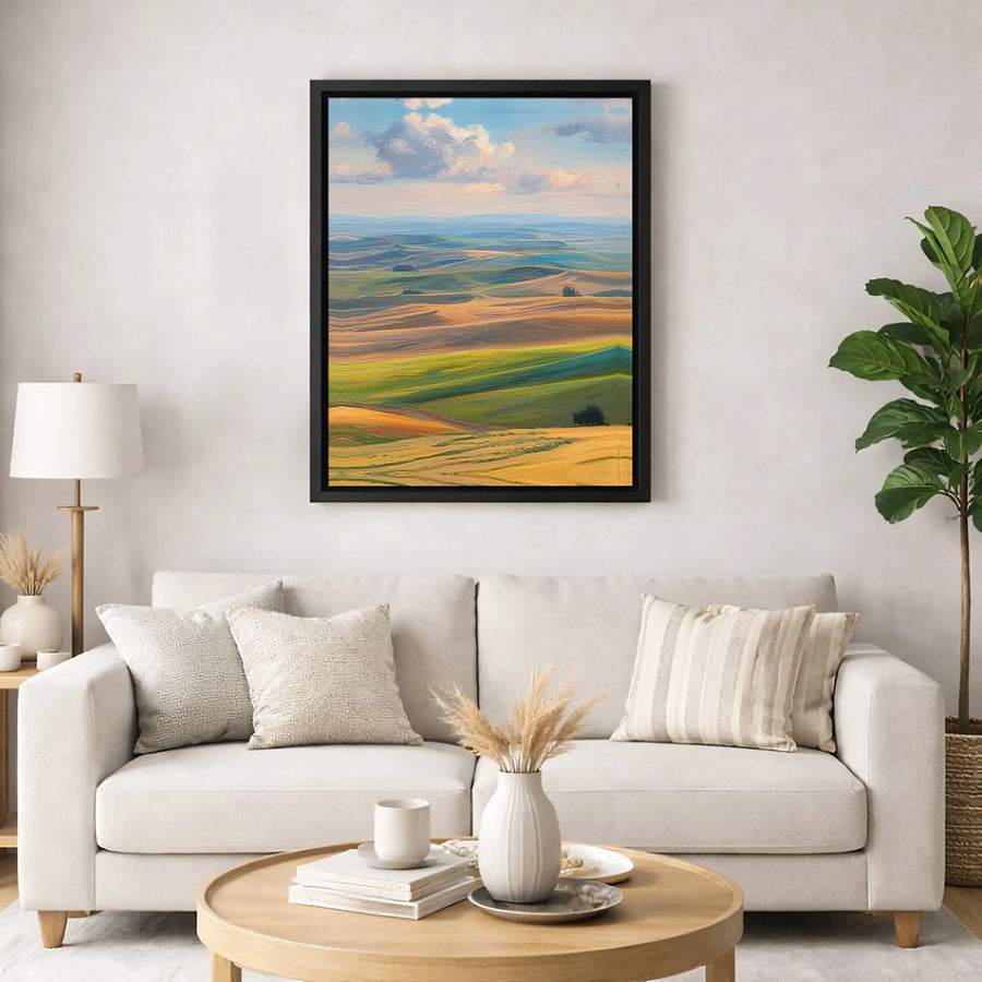 Rolling Hills Landscape Canvas Art | Impressionist Tuscany Meadow Print | Gallery Quality Fade-Resistant Wall Decor | Modern Farmhouse Gift