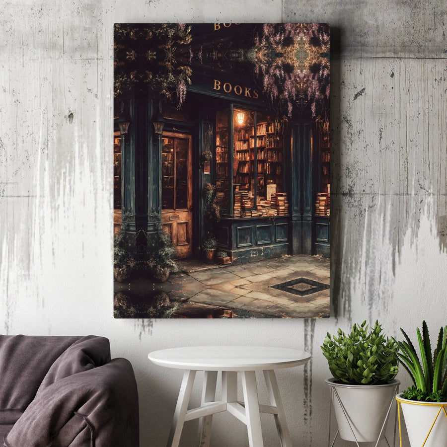 Vintage Bookstore Canvas Print | Dark Academia Library Wall Art | Premium Gallery Wrapped Decor | Literary Gift For Book Lovers