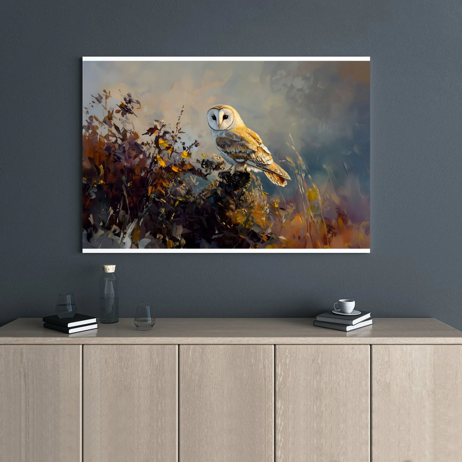 Barn Owl Canvas Wall Art | Impressionist Wildlife Oil Painting Print | Premium 1.25-Inch Gallery Wrap | Nature-Inspired Home Decor Gift