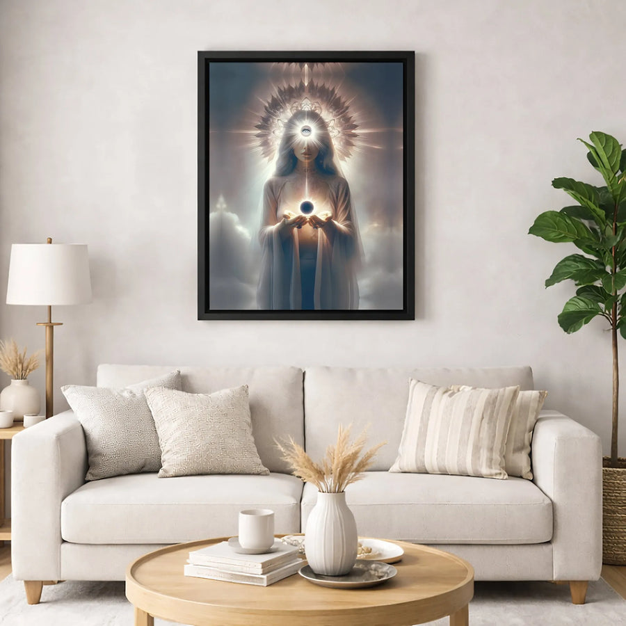Spiritual Goddess Canvas Wall Art | Third Eye Divine Light Celestial Print | Premium Gallery Wrap Decor | Meditative Zen Gift for Her