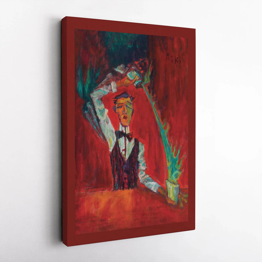 Abstract Bartender Canvas Wall Art | Modern Expressionist Bar Painting | Premium Gallery Wrapped Print | Home Bar Decor Gift for Mixologist