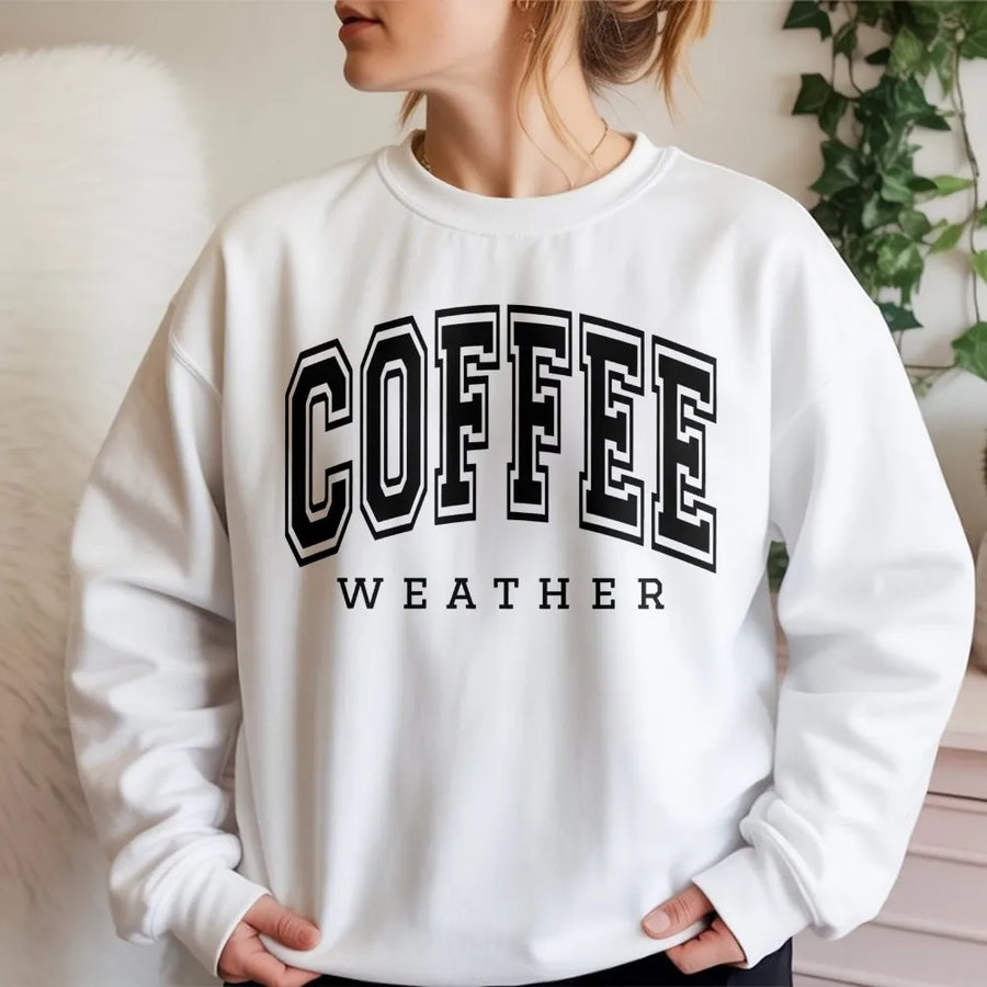 Coffee Weather Sweatshirt | Retro Varsity Aesthetic | Premium Cotton Blend | Cozy Fall Gift for Coffee Lovers