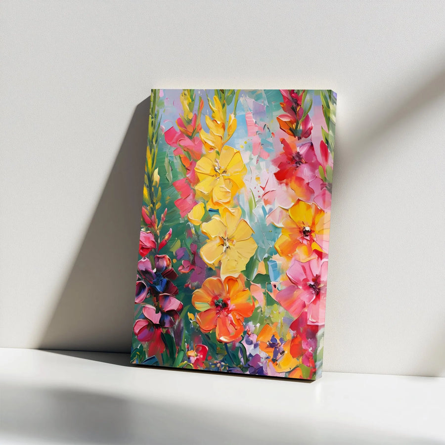 Abstract Floral Canvas Wall Art | Impasto Style Colorful Oil Painting | Premium Gallery-Wrapped Print | Ready To Hang Home Decor