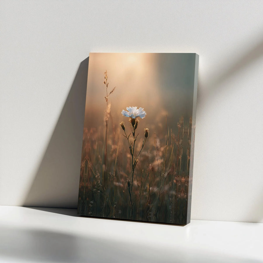 Wildflower Canvas Wall Art | Golden Sunrise Meadow Aesthetic | Premium Gallery Wrap Print | Nature Decor For Home Or Office