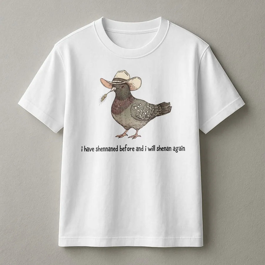 Cowboy Pigeon T-Shirt | Funny Shenanigans Quote Sweatshirt | Premium Cotton Blend | Gift for Western Bird Lover