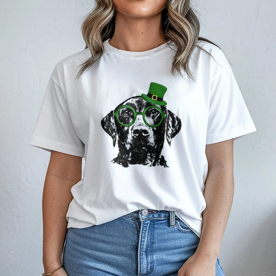 St. Patrick's Day Dog T-Shirt | Funny Labrador Leprechaun Graphic | 100% Cotton Premium Crew Neck | Gift for Dog Lovers & Pet Owners
