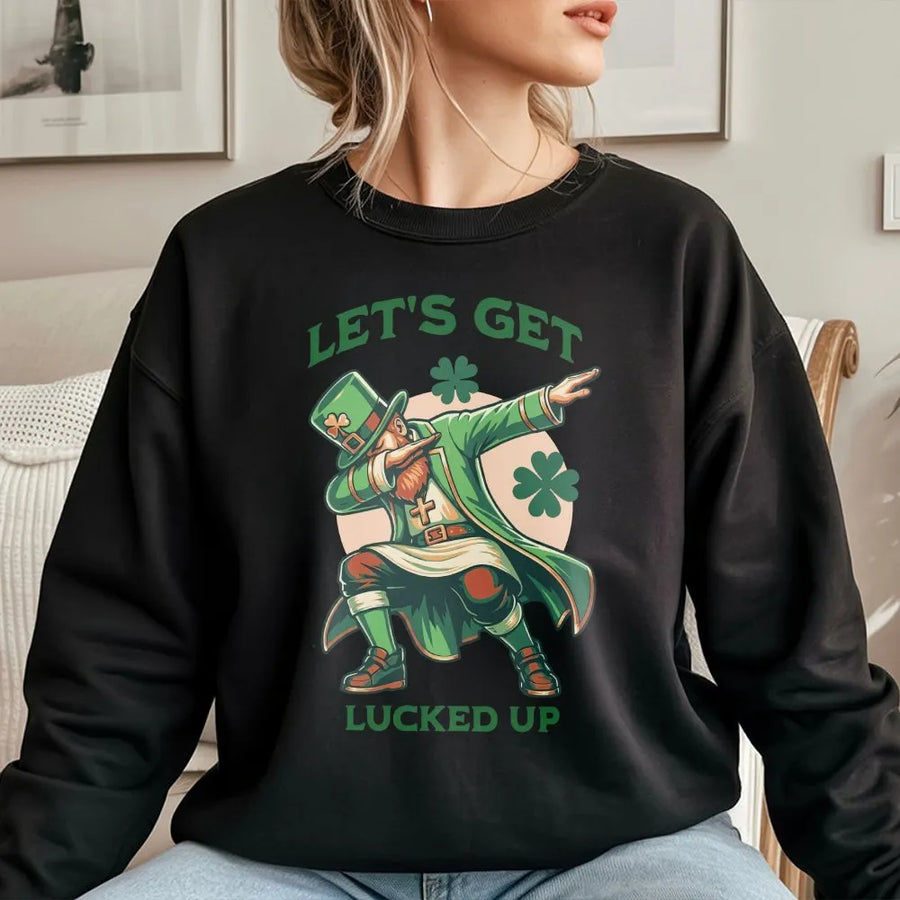 Funny St Patricks Day Sweatshirt | Dabbing Leprechaun Graphic Sweatshirt | Premium Cotton Blend | Irish Pub Crawl Gift for Men & Women
