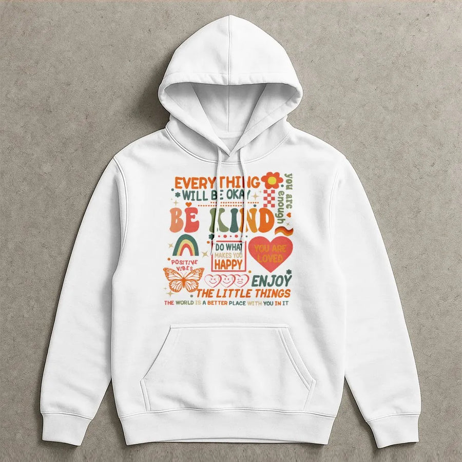 Be Kind Hoodie | Retro Mental Health Awareness Graphic | Premium Cotton Blend | Inspirational Self Love Gift For Women and Men