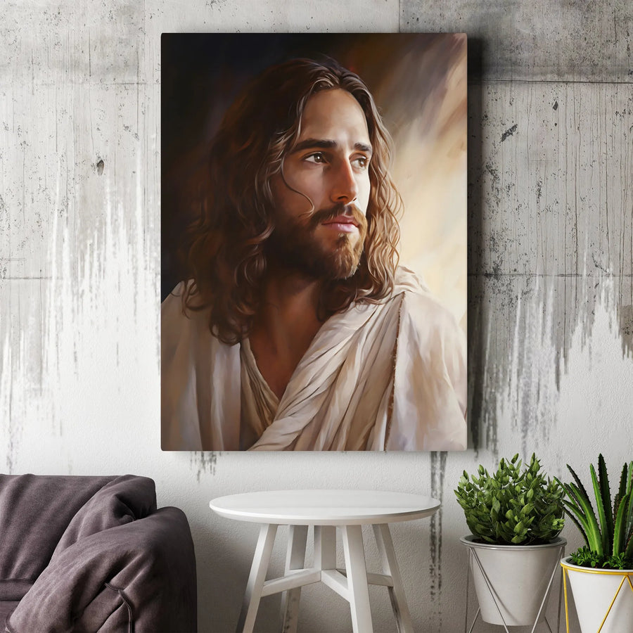 Jesus Christ Portrait Canvas | Religious Wall Art Painting | Premium Gallery Wrap Print | Christian Home Decor Gift for Believers