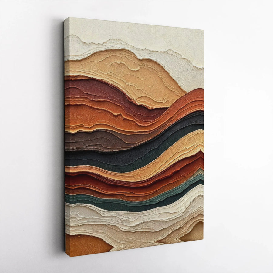 Abstract Earth Tone Canvas Print | Wavy Topographical Landscape Art | Premium 1.25 Inch Gallery Wrap | Modern Neutral Home Decor Wall Art