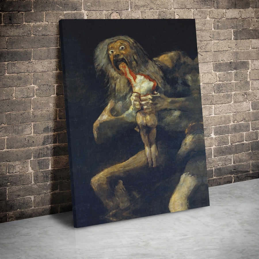 Saturn Devouring His Son Canvas Print | Francisco Goya Masterpiece Reproduction | Premium Gallery Wrap Wall Art | Dark Academia Home Decor Gift