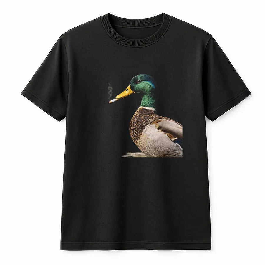 Funny Smoking Duck T-Shirt | Viral Mallard Meme Graphic Sweatshirt | Premium Cotton Blend | Novelty Gift for Hunters & Birdwatchers