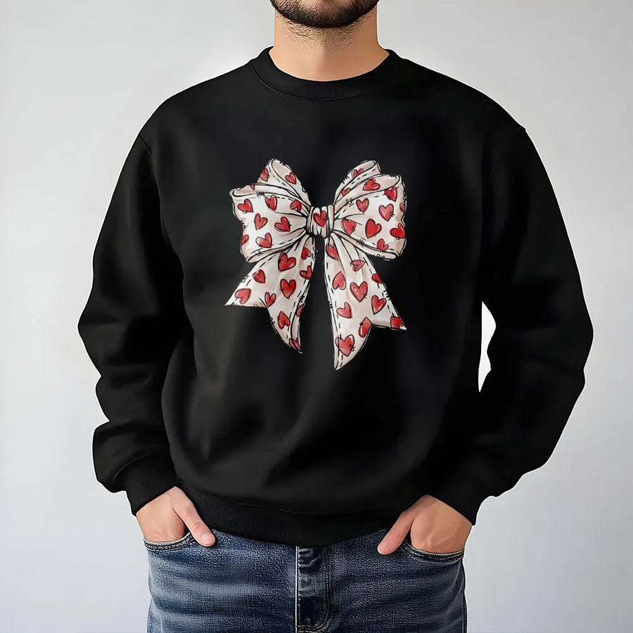 Heart Bow Sweatshirt | Coquette Aesthetic Graphic Design | Premium Cotton Blend | Romantic Valentines Day Gift For Her
