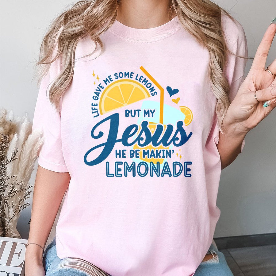 Jesus Lemonade T-Shirt | Faith Based Graphic Christian Tee | 100% Cotton Premium Quality | Religious Gift for Women and Men