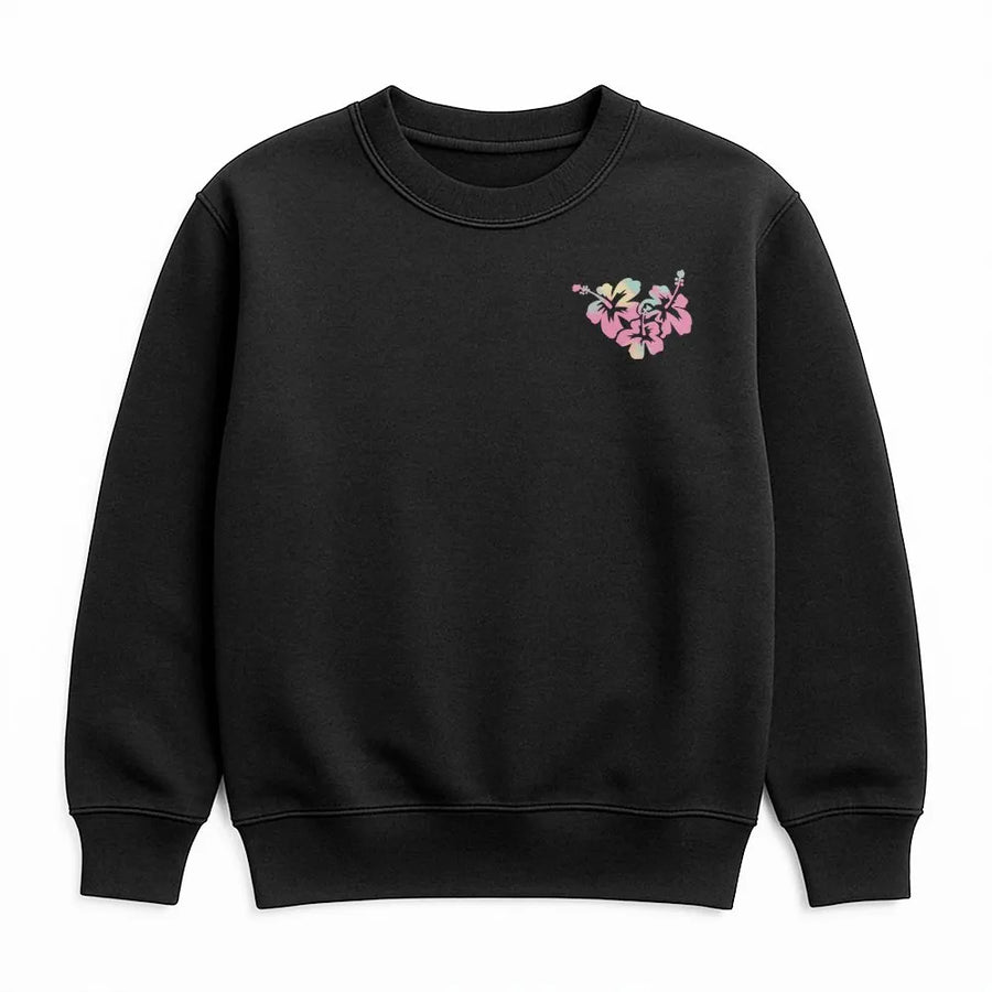 Hibiscus Flower Sweatshirt | Minimalist Pastel Graphic | Soft Cotton Blend Pullover | Summer Vacation Gift for Her