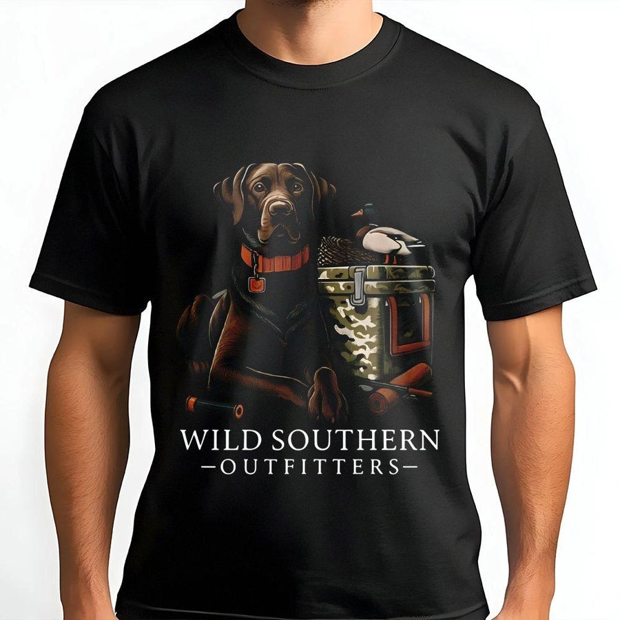Labrador Retriever Hunting T-Shirt | Duck Hunter Wildlife Graphic | Premium Cotton Apparel | Gift for Duck Hunters and Dog Lovers