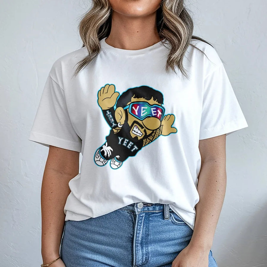 Yeet Wrestling Graphic T-Shirt | Cartoon Pro Wrestler Design | Premium Soft Cotton | Funny Sports Fan Gift for Men and Women