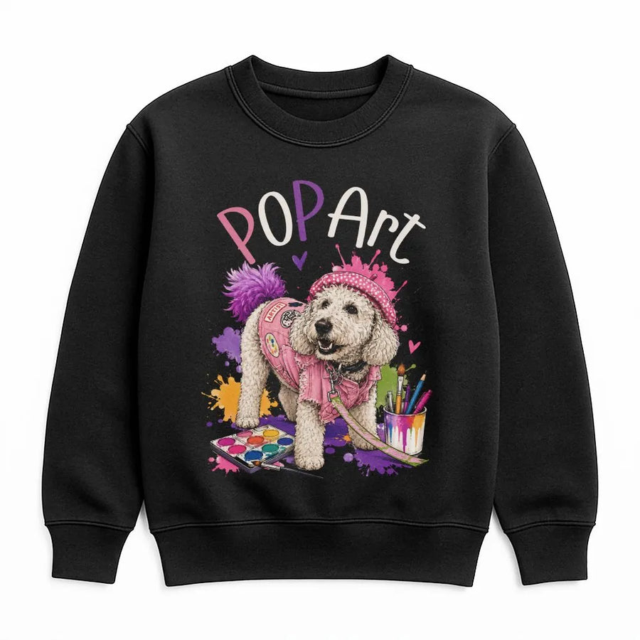 Pop Art Dog Sweatshirt | Colorful Poodle Artist Graphic | Premium Cotton-Blend Sweatshirt | Gift for Dog Mom & Art Lovers