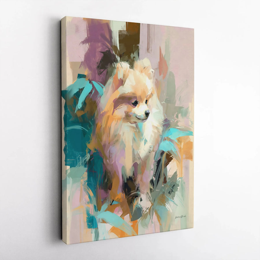 Pomeranian Dog Canvas Wall Art | Abstract Painterly Dog Portrait | Premium 1.25" Gallery Wrapped Canvas | Home Decor Gift for Dog Lover