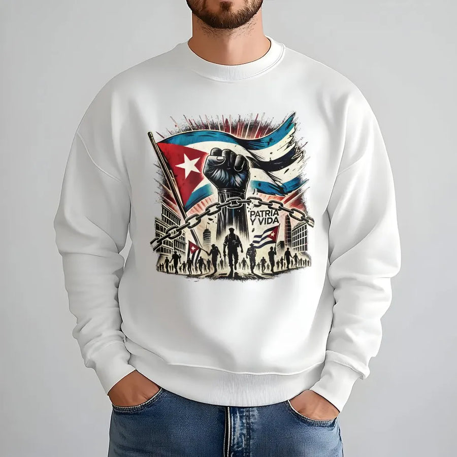 Patria y Vida Sweatshirt | Cuba Libre Freedom Graphic | Premium Cotton Blend | Patriotic Cuban Protest Gift