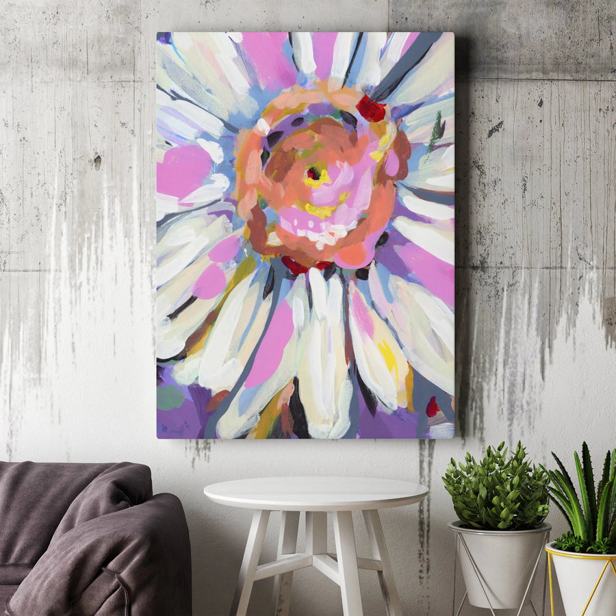 Abstract Flower Canvas Wall Art | Colorful Floral Impressionist Painting | 1.25 Inch Premium Gallery Wrap | Modern Home Office Decor Gift