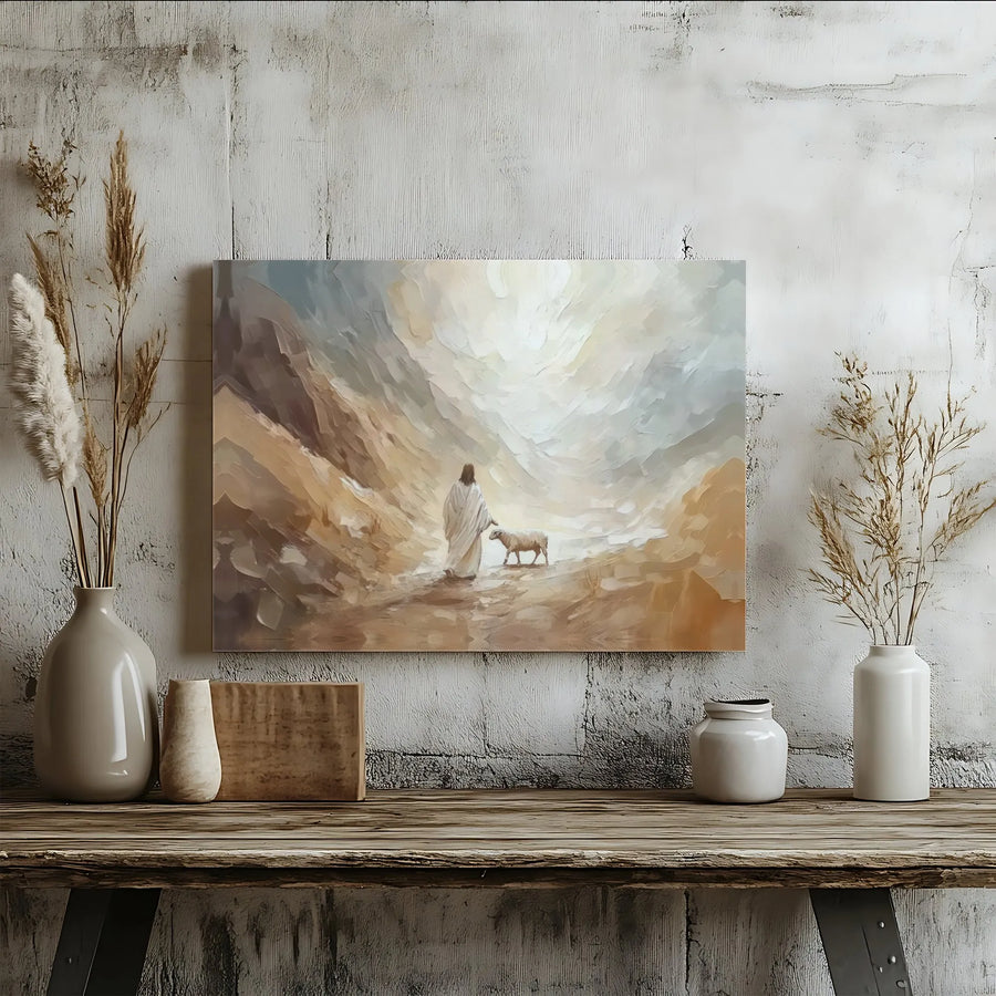 Jesus The Good Shepherd Wall Art | Abstract Religious Canvas Print | Premium Fade-Resistant Decor | Christian Home Gift for Believers