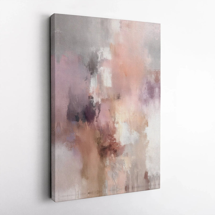 Abstract Pink And Grey Wall Art | Modern Mauve Brushstrokes Canvas | Gallery Quality 1.25" Profile | Aesthetic Living Room Home Decor