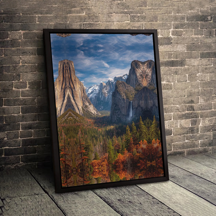 Yosemite Valley Tunnel View Canvas Art | El Capitan Autumn Landscape Print | Gallery Quality 1.25 Inch Wall Decor | Nature Lover Living Room Gift
